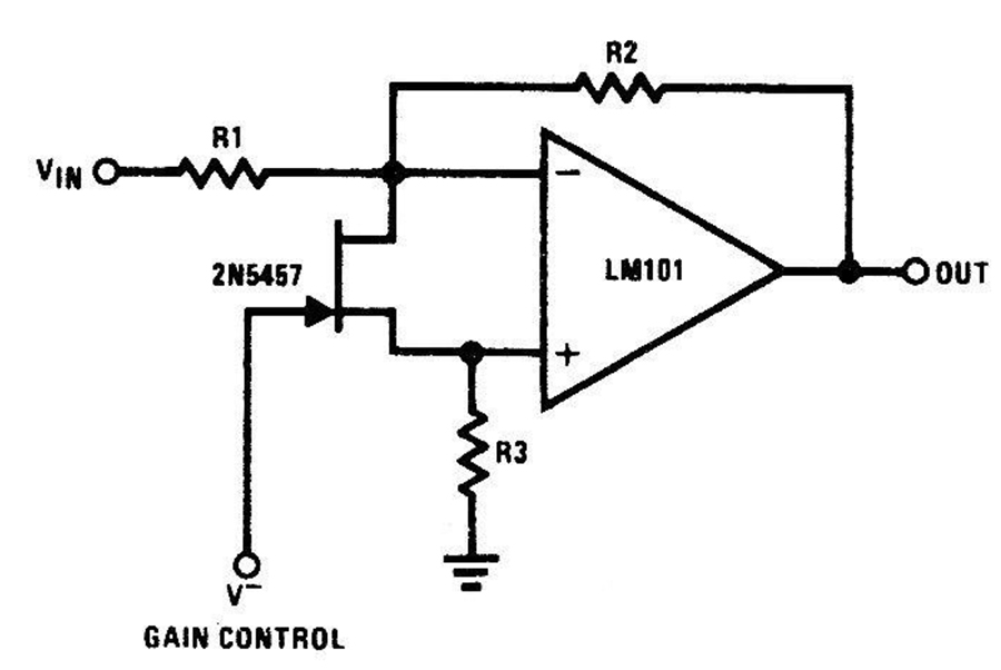 場(chǎng)效應(yīng)管2N5457壓控增益電路圖